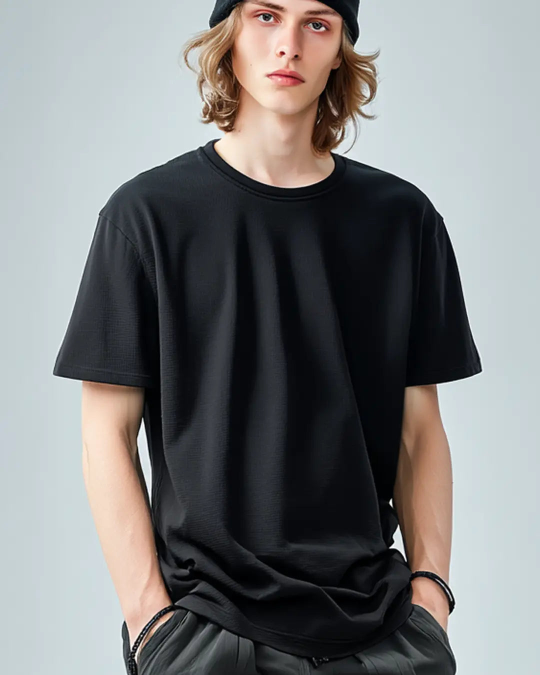 Solid Black Supima Cotton (Round Neck T-shirt)