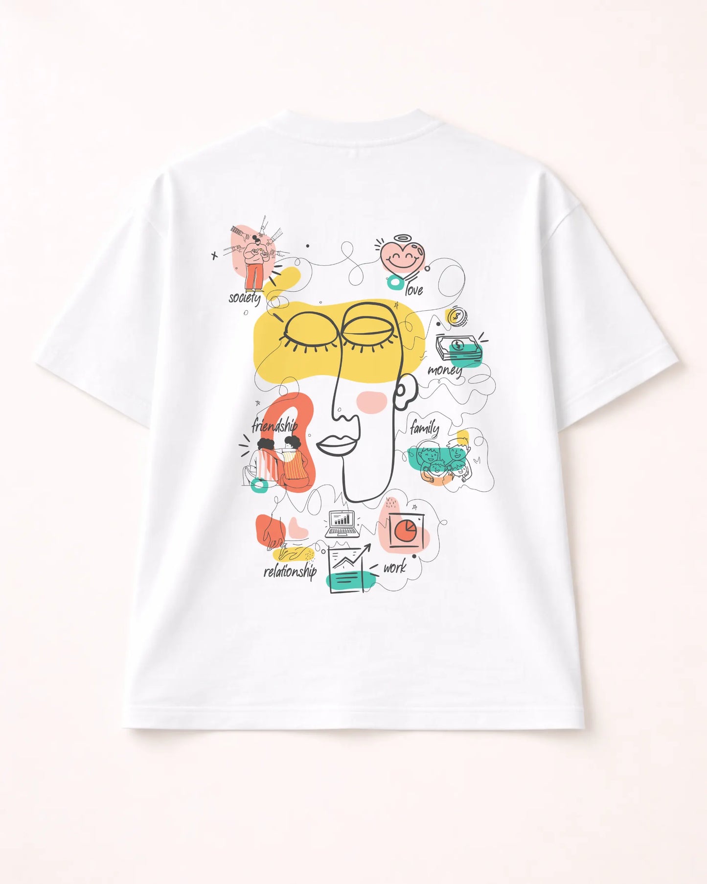 Beautiful Chaos White Oversized T-Shirt India | Bee & Beaver