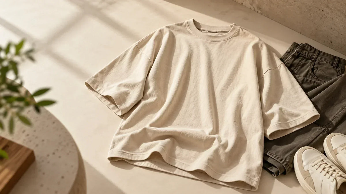 Oversized 240 GSM cotton T-shirt with relaxed drop-shoulder fit