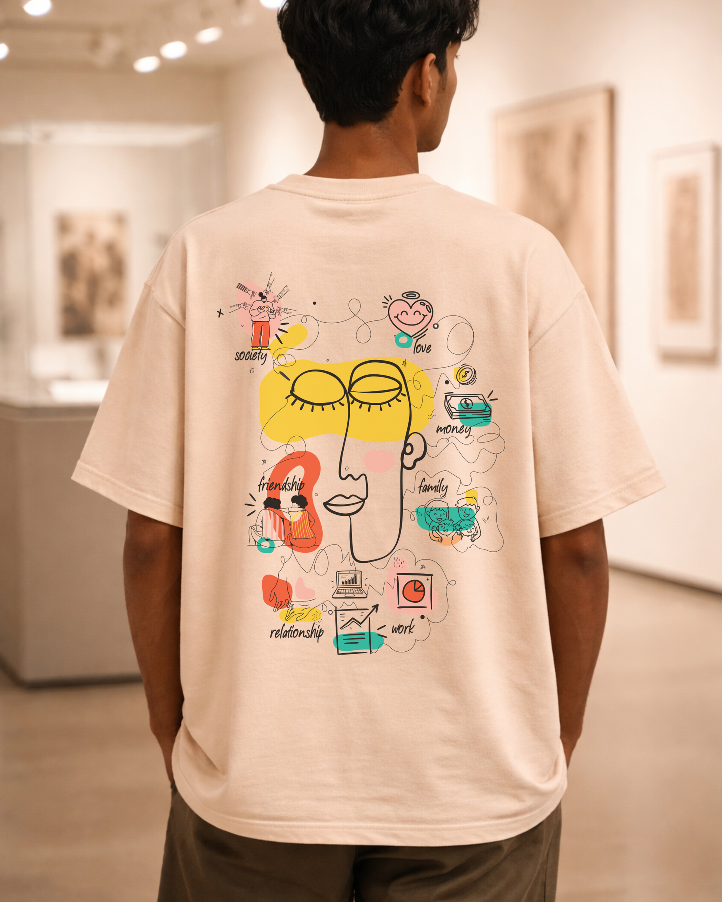 Beautiful Chaos Back Print Beige Graphic Tee | Bee & Beaver