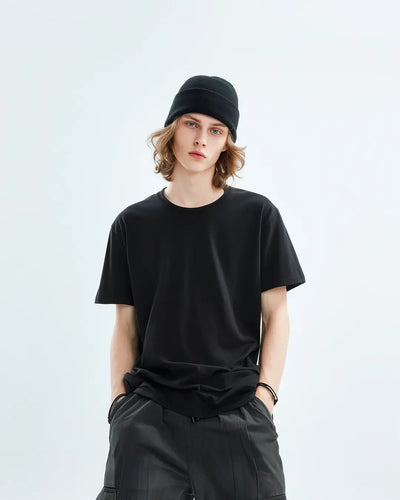 Solid Black Supima Cotton (Round Neck T-shirt)