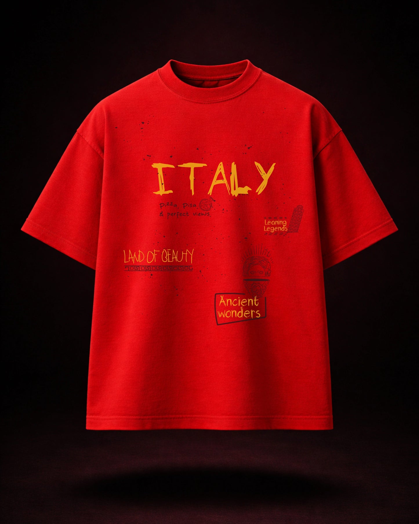 Travel Pisa — Crimson Red Oversized T-Shirt | Bee & Beaver