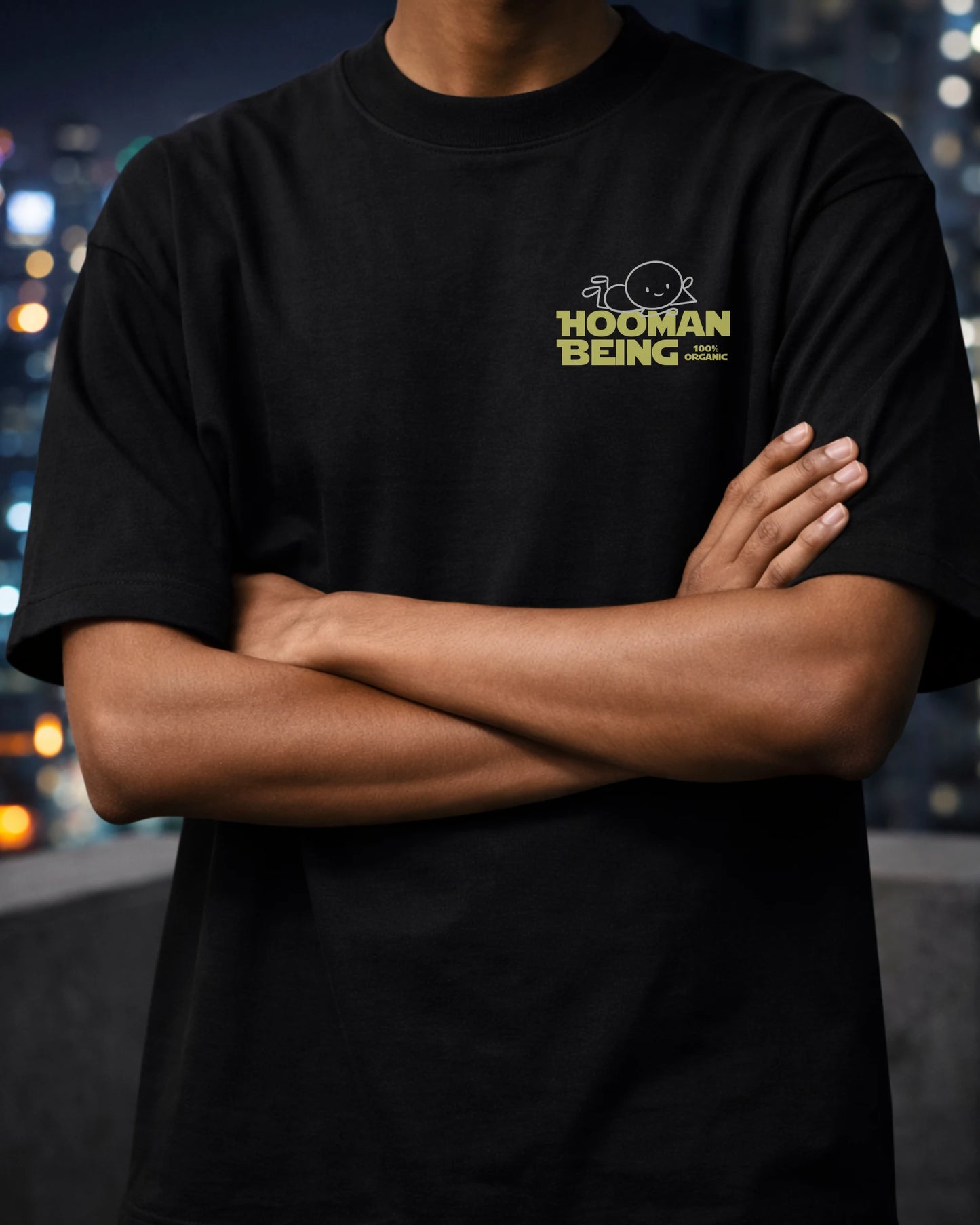Hooman Being 240 GSM Black Oversized Tee | Bee & Beaver