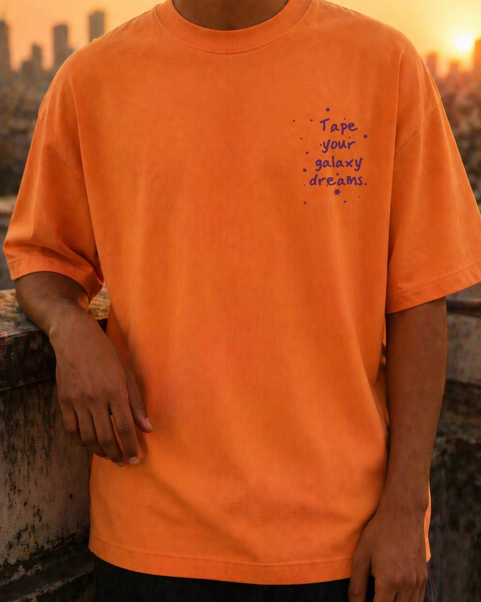 Galaxy Dreams 240 GSM Peach Oversized Tee | Bee & Beaver