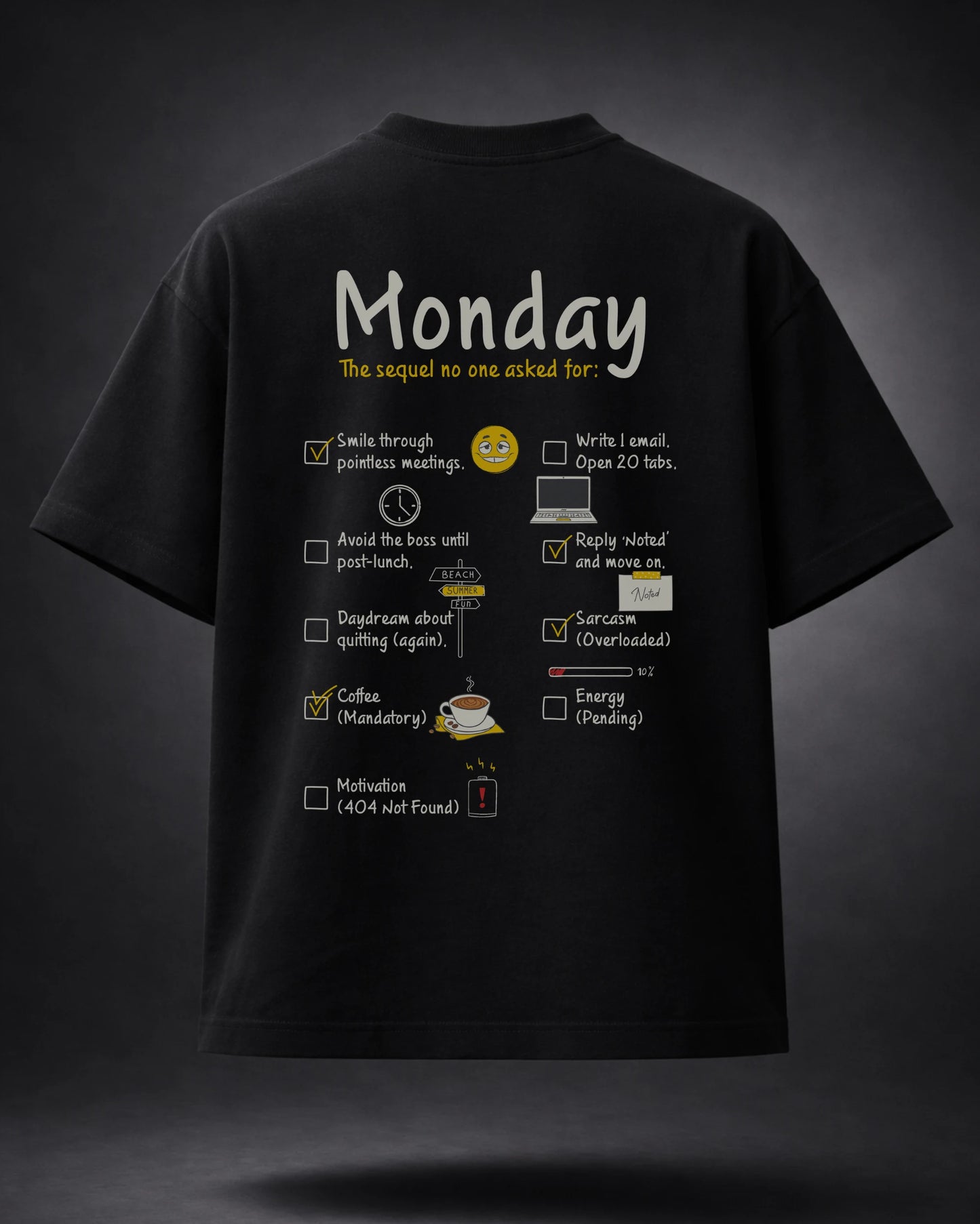 Monday Blues Black Funny Graphic Tee India | Bee & Beaver