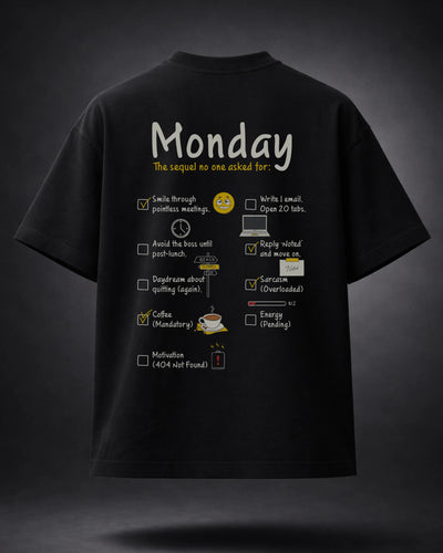 Monday Blues Black Funny Graphic Tee India | Bee & Beaver