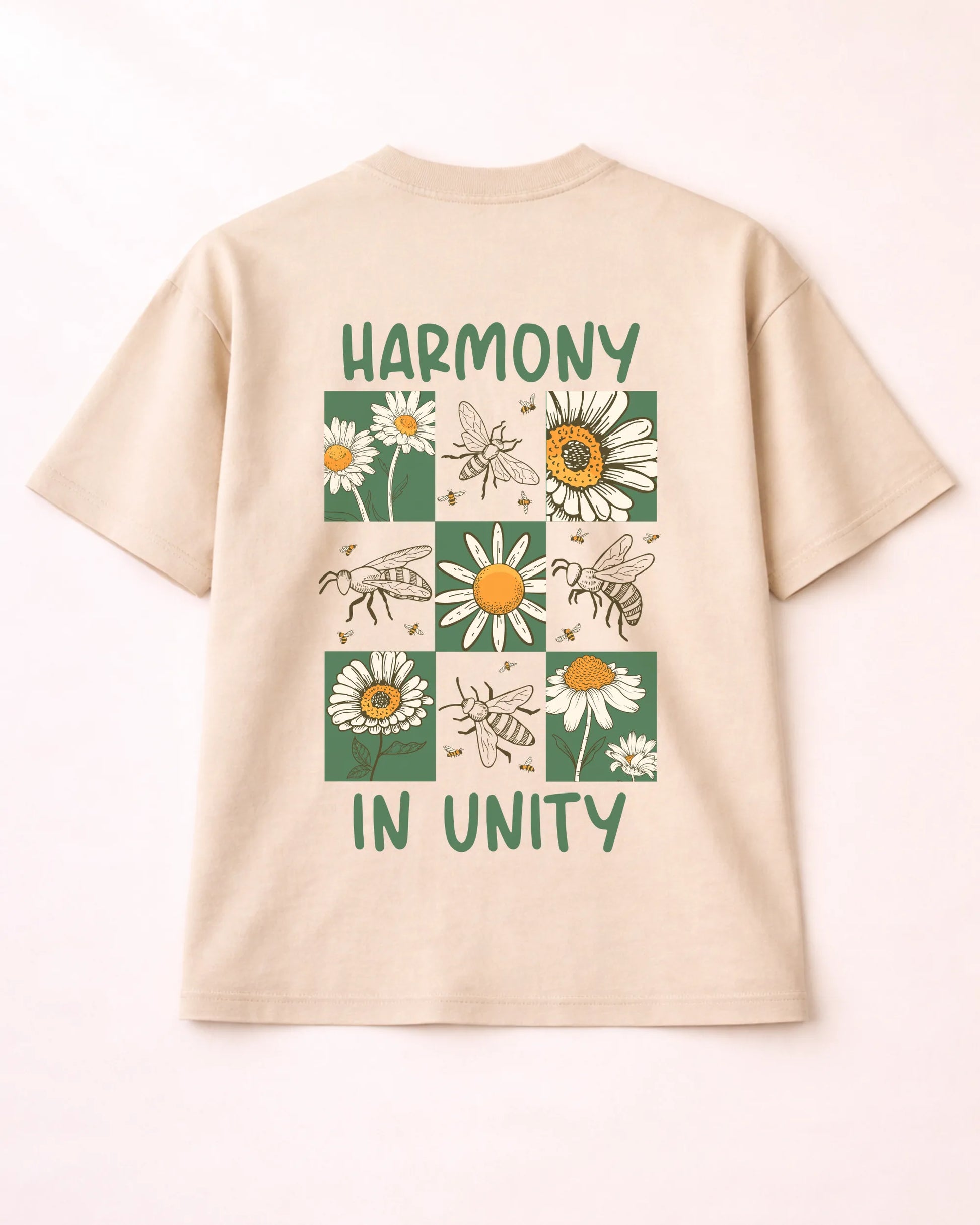Harmony in Unity Beige Oversized T-Shirt India | Bee & Beaver