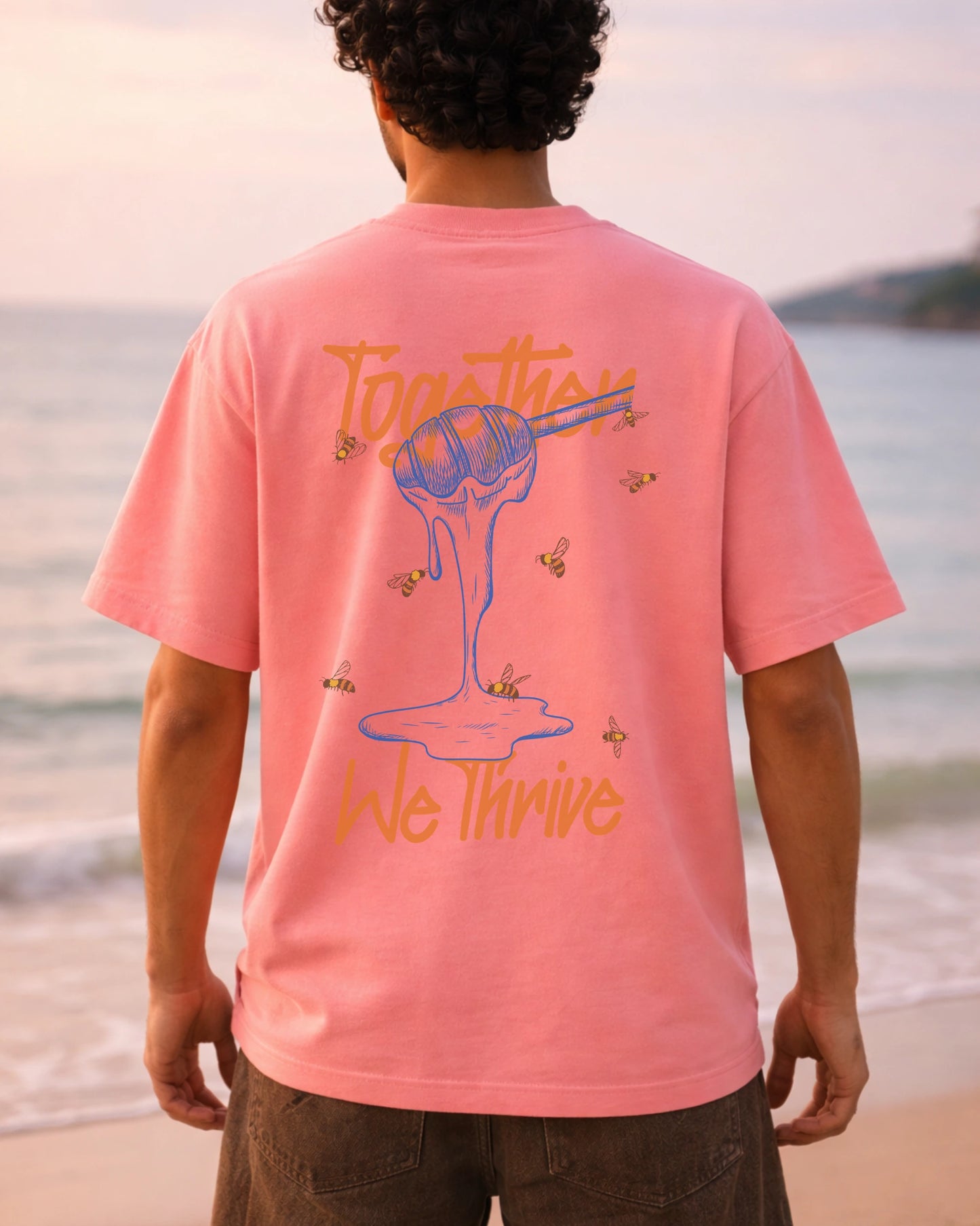 Together We Thrive Back Print Pastel Pink Graphic Tee | Bee & Beaver