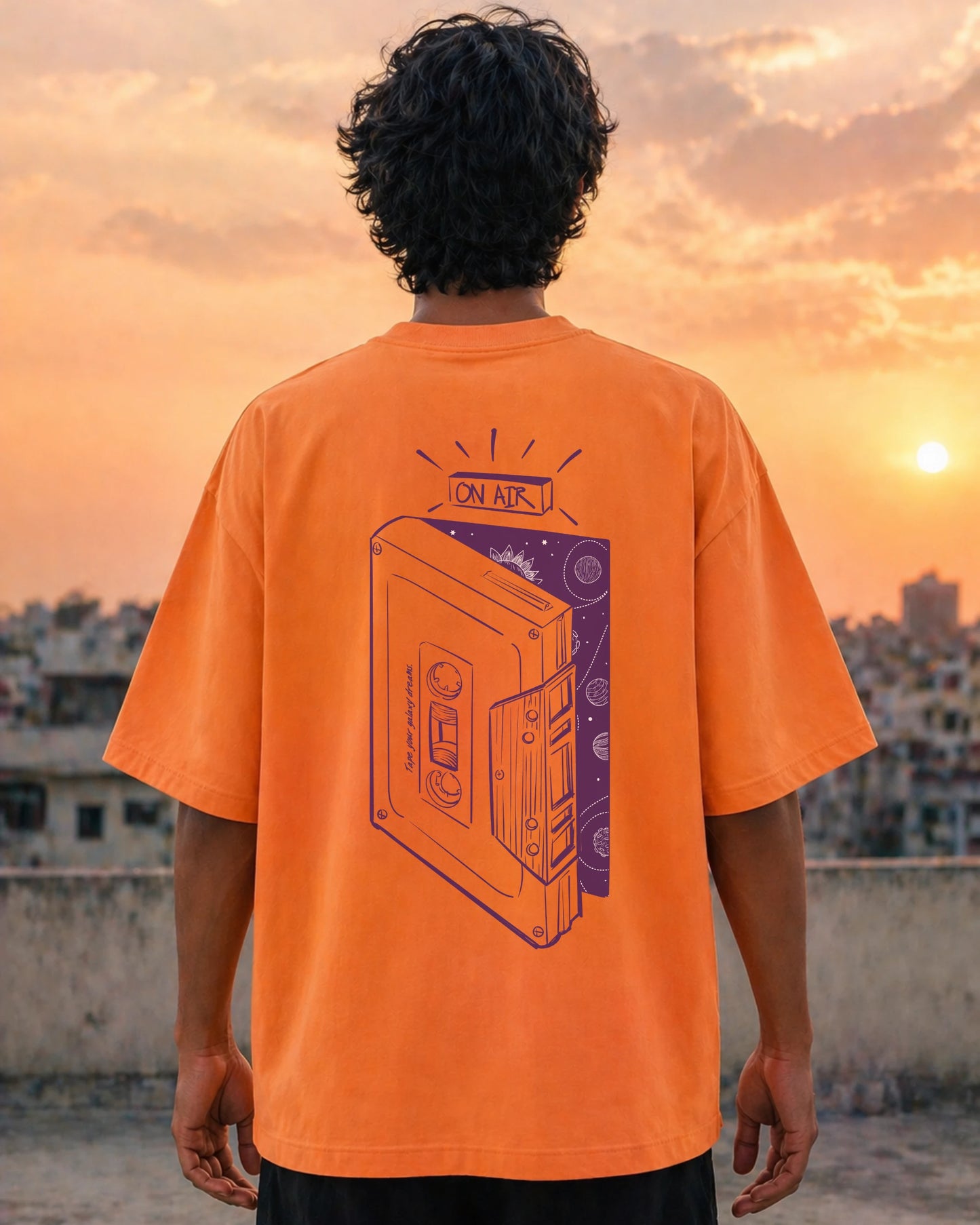 Galaxy Dreams Back Print Peach Graphic Tee | Bee & Beaver