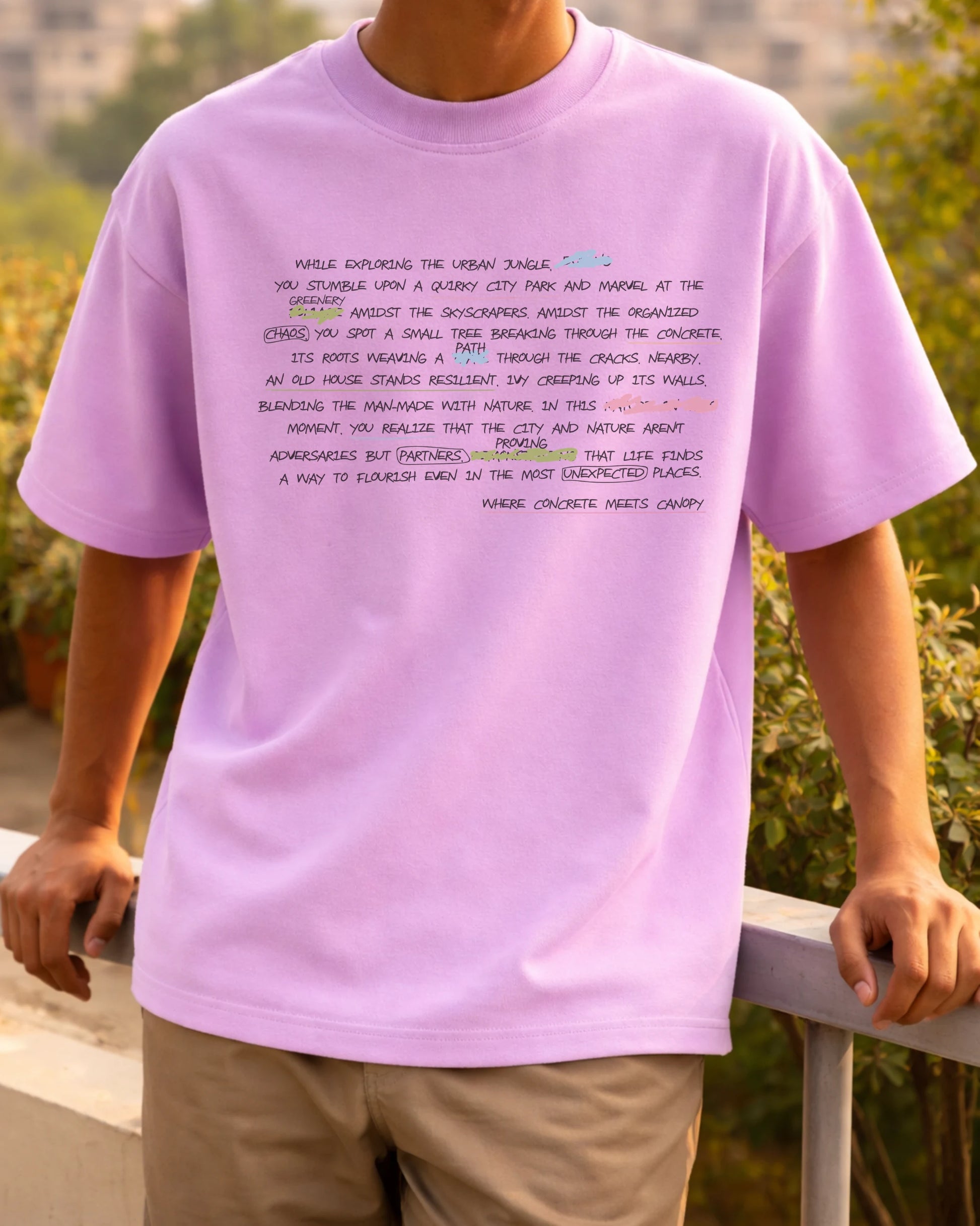 Urban Nature 240 GSM Lavender Oversized Tee | Bee & Beaver