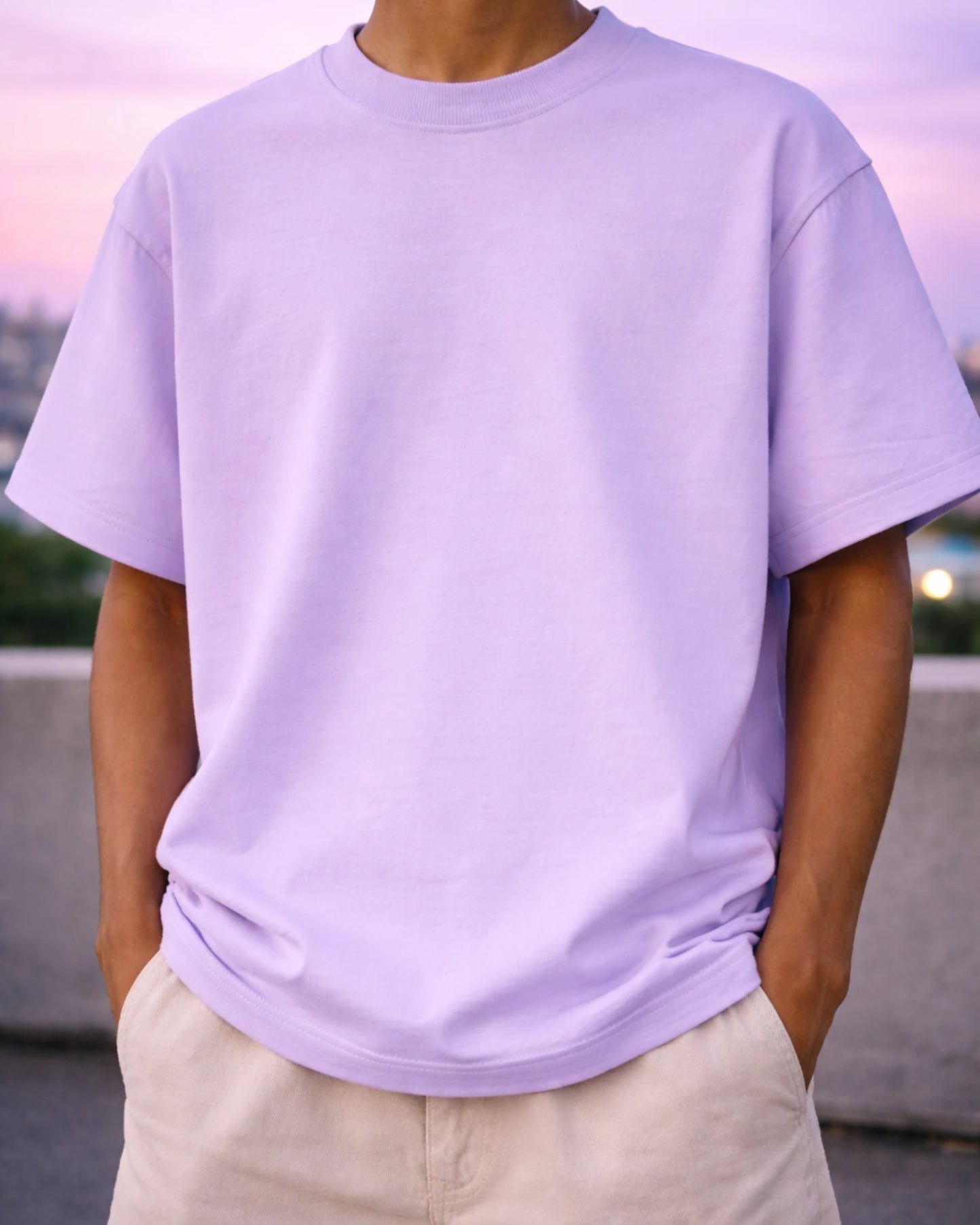Lavender Drop Shoulder Oversized Tee | Bee & Beaver