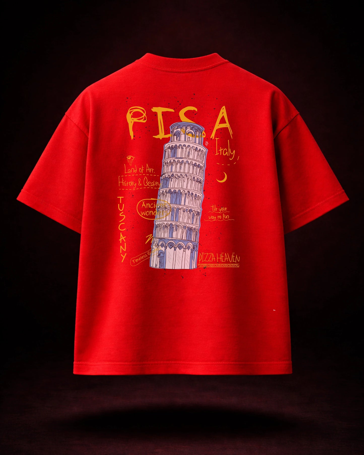 Travel Pisa Crimson Red Wanderlust Graphic Tee India | Bee & Beaver