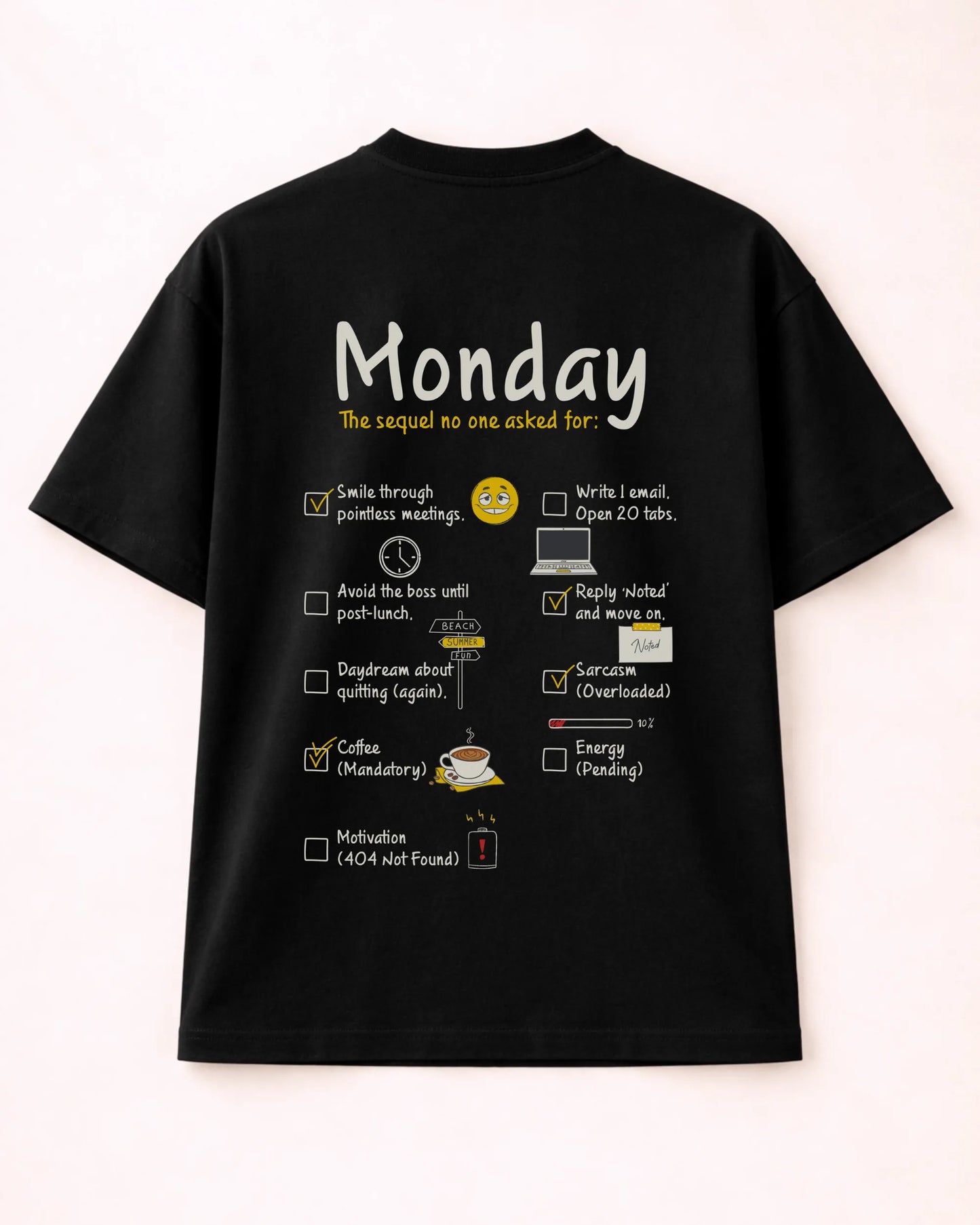 Monday Blues Black Oversized T-Shirt India | Bee & Beaver