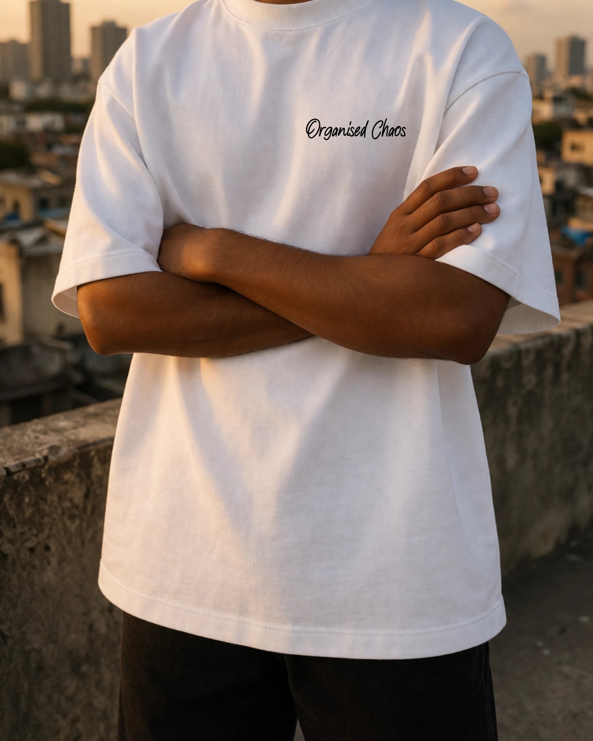Beautiful Chaos 240 GSM White Oversized Tee | Bee & Beaver