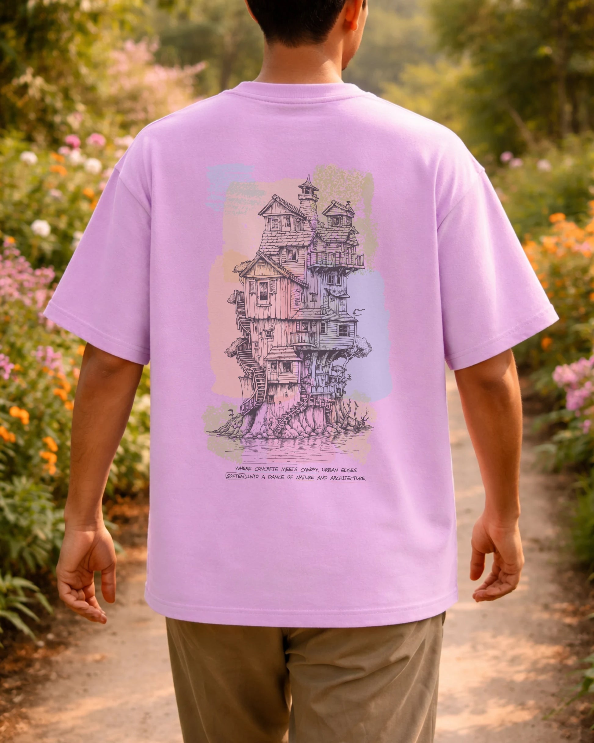 Urban Nature Lavender Oversized T-Shirt India | Bee & Beaver