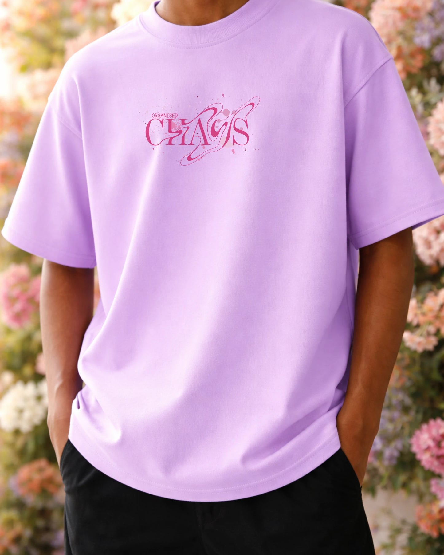 Organised Chaos 240 GSM Lavender Oversized Tee | Bee & Beaver