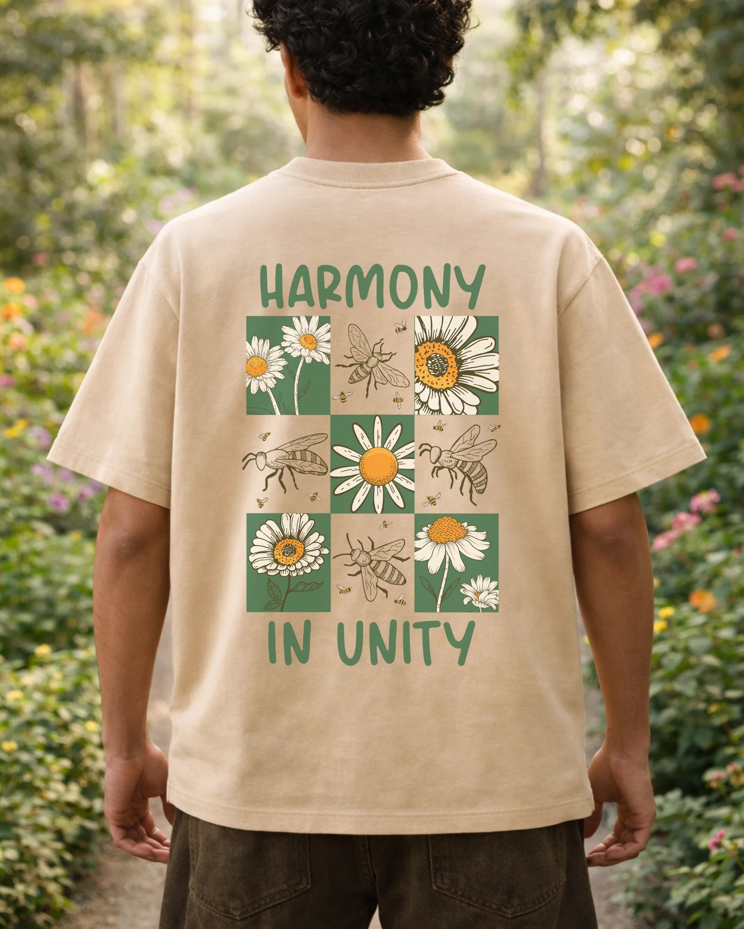 Harmony in Unity Back Print Oversized T-Shirt | Bee & Beaver