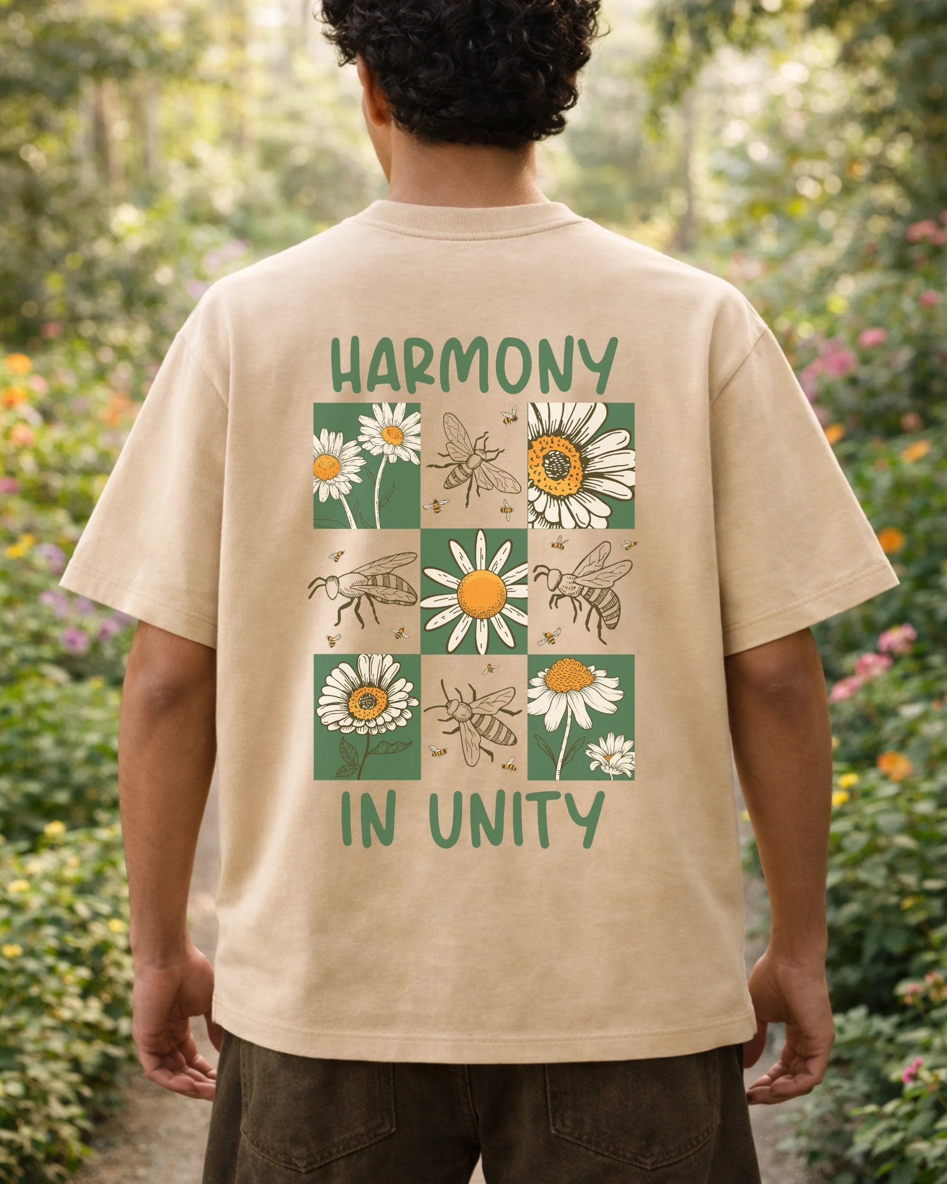 Harmony in Unity Back Print Oversized T-Shirt | Bee & Beaver
