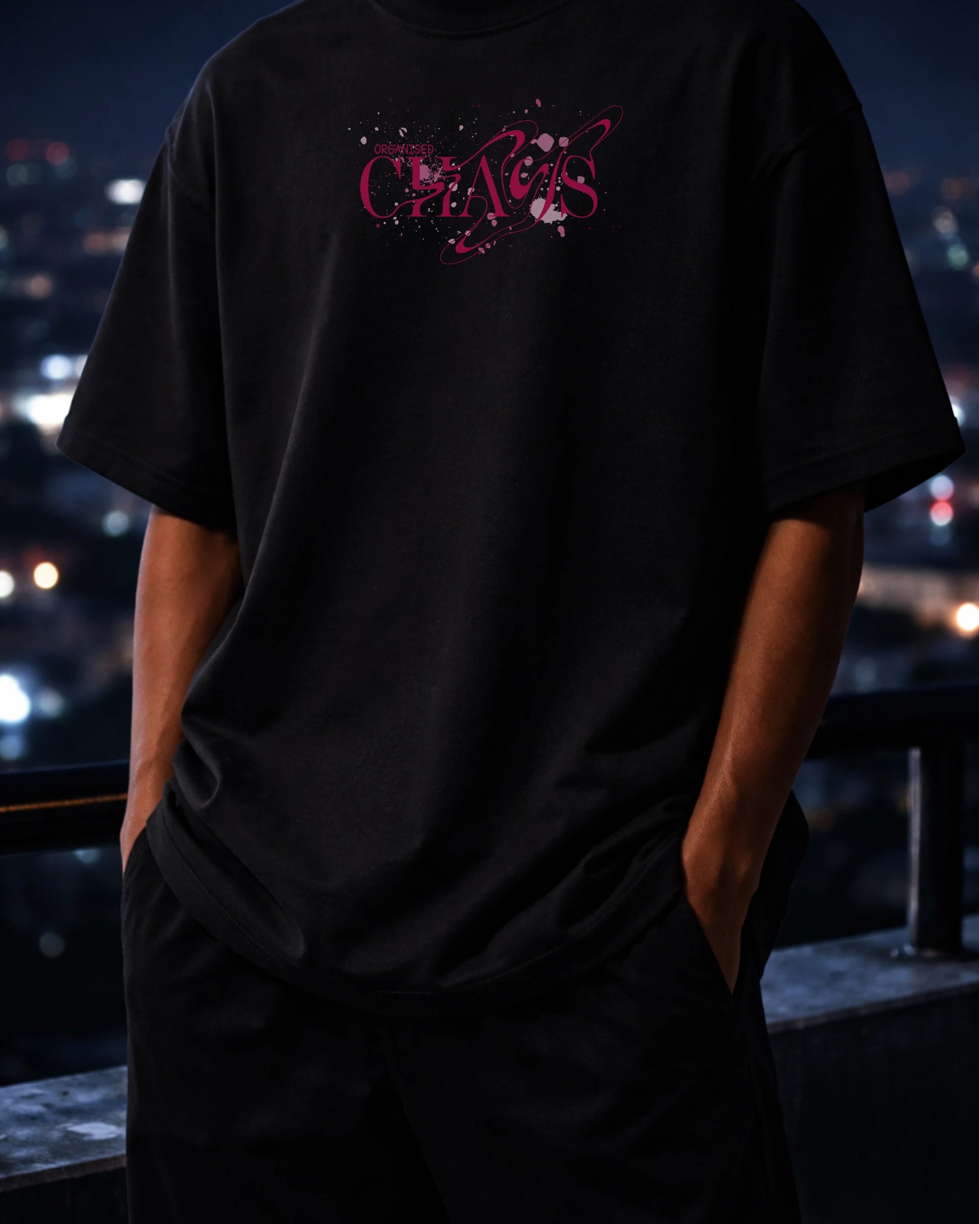 Organised Chaos 240 GSM Black Oversized Tee | Bee & Beaver