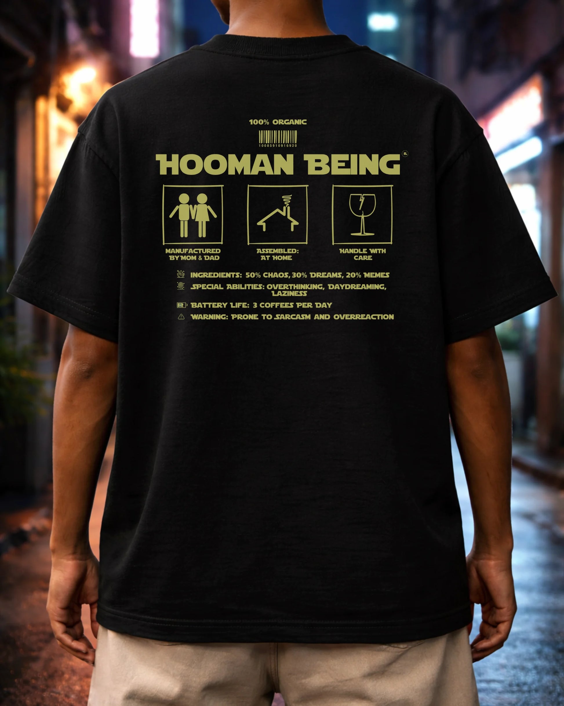 Hooman Being Back Print Black Graphic Tee | Bee & Beaver